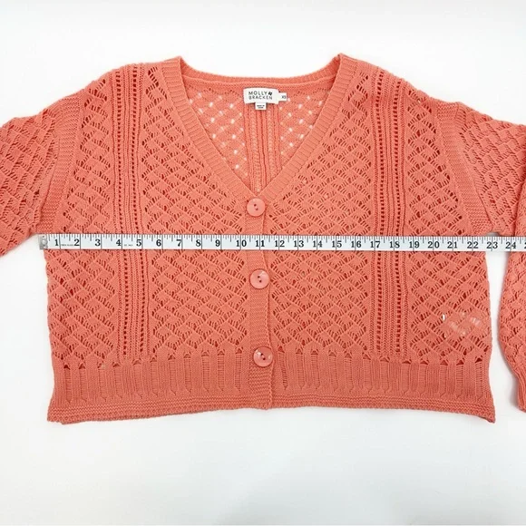 Molly Bracken Coral Knit Button Up Cardigan Sweater XS - Picture 5 of 10